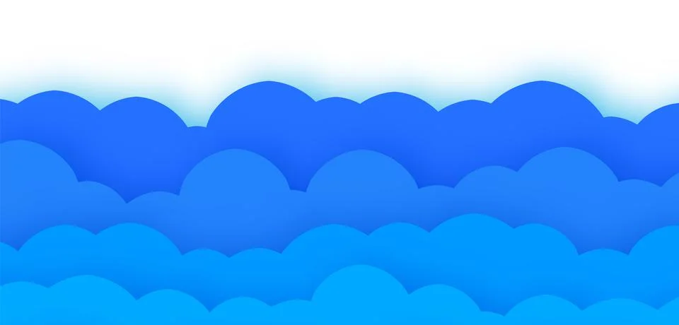 Fun Paper Cut Sky with Clouds. Cartoon Craft Elements 스톡 일러스트
