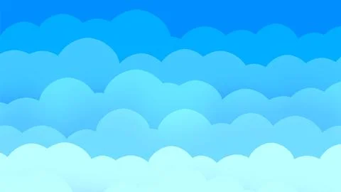 Fun Paper Cut Sky with Clouds. Cartoon Craft Elements 스톡 일러스트