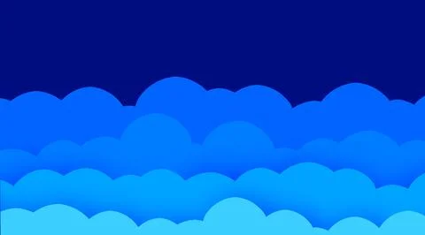 Fun Paper Cut Sky with Clouds. Cartoon Craft Elements 스톡 일러스트