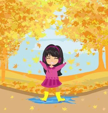 Fun in the park in autumn day Stock Illustration