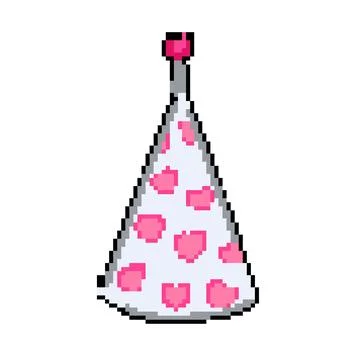 Fun party hat pixel art vector illustration Stock Illustration