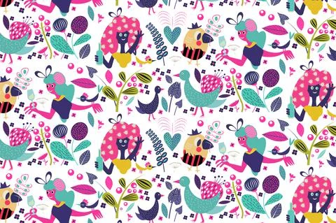 Fun party time pattern Stock Illustration