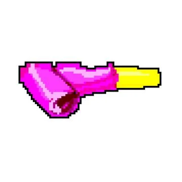 Fun party whistle game pixel art vector illustration Stock Illustration