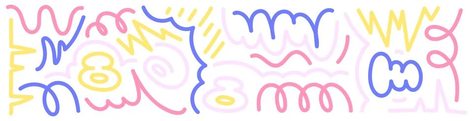 Fun pattern with abstract shapes and squiggles. Kid friendly seamless backg.. Stock Illustration