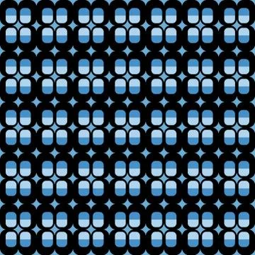 Fun pattern with black and blue geometric shapes Stock Illustration