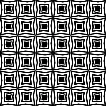 Fun pattern with black and white geometric shapes on white background Stock Illustration