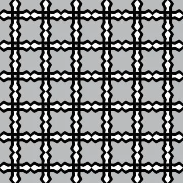 Fun pattern with black and white decorations on grey background Illustrazione stock
