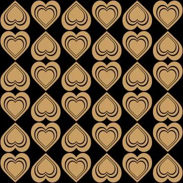 Fun pattern with brown and black hearts on black background Stock Illustration