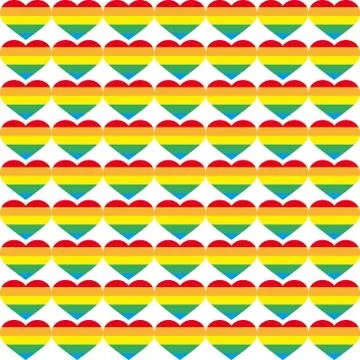 Fun pattern with colorful hearts on white background Illustrazione stock