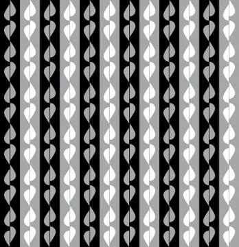 Fun pattern with grey and white leaves on black background Stock Illustration