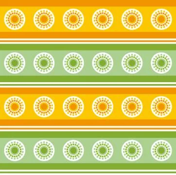 Fun pattern with sun on orange and green background Illustrazione stock