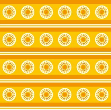 Fun pattern with sun on orange background イラスト素材
