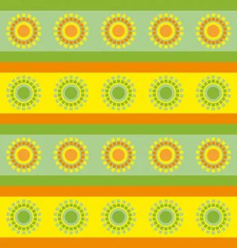 Fun pattern with sun on yellow and green background Illustrazione stock