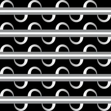 Fun pattern with white and grey waves on black background Illustrazione stock