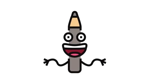 Fun pen character color icon animation Stock Footage 326096653