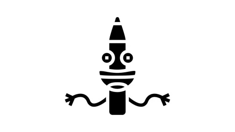 Fun pen character glyph icon animation Stock Footage 326154917