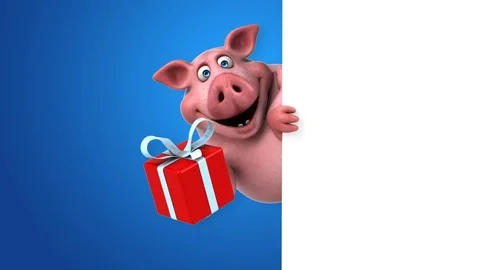 Fun pig - 3D Animation Stock Footage 73545274