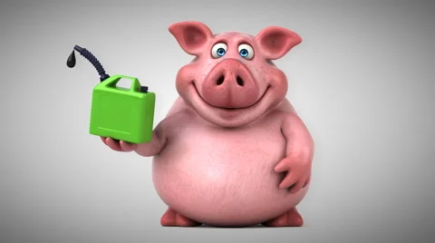 Fun pig - 3D Animation, gas Stock Footage