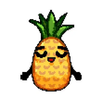 Fun pineapple character pixel art vector illustration Stock Illustration