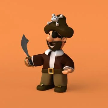 Fun pirate - 3D illustration Stock Illustration