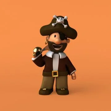 Fun pirate - 3D illustration Stock Illustration