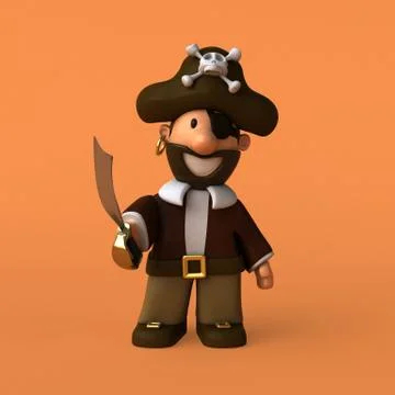 Fun pirate - 3D illustration Illustrazione stock