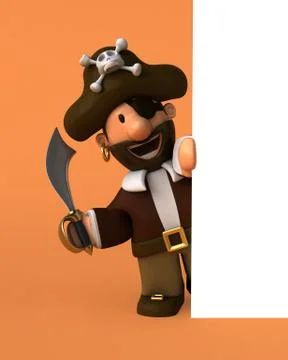 Fun pirate - 3D illustration Stock Illustration
