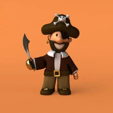 Fun pirate - 3D illustration Stock Illustration