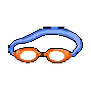 Fun pool goggles pixel art vector illustration Stock Illustration