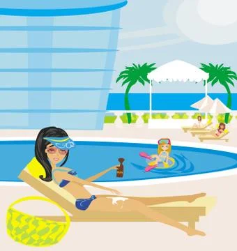 Fun in the pool Stock Illustration