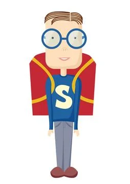 Fun pupil superman Stock Illustration
