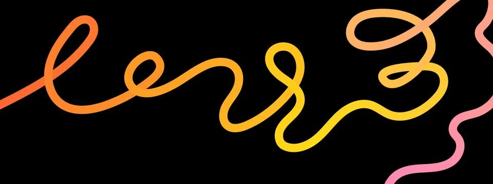 Fun rainbow gradient doodle poster. Bright rainbow lines with fluid color a.. 스톡 일러스트