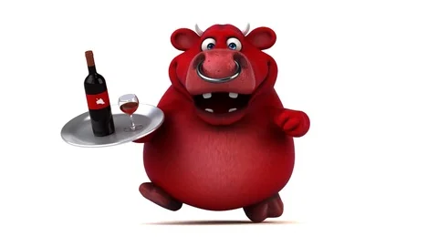 Fun red bull - 3D Animation Stock Footage 74011780