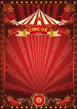 Fun red circus poster Stock Illustration