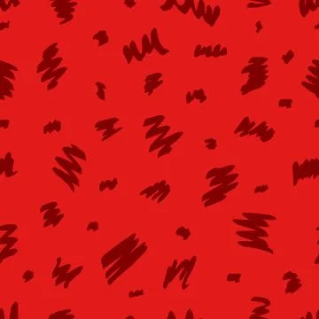 Fun red line doodle seamless pattern. Stock Illustration