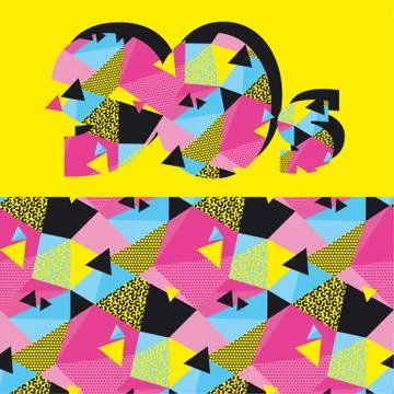 Fun repeatable pattern with colorful 90s vibes 스톡 일러스트