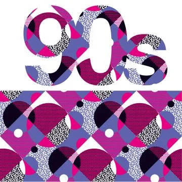 Fun repeatable pattern with colorful 90s vibes 스톡 일러스트