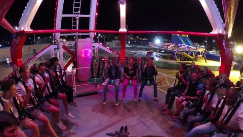 Fun Ride at the Amusement Park Stock Footage 71249203