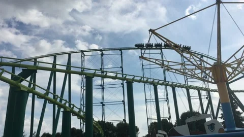 Fun Roller Coaster Flies By  Video stock 117139437