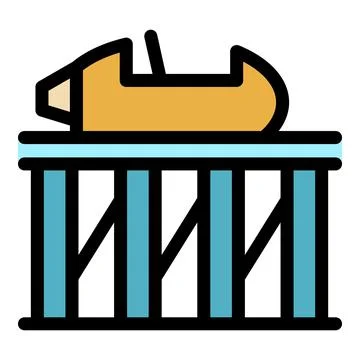 Fun roller coaster icon color outline vector Stock Illustration