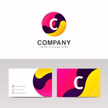 Fun round C letter logo sign. Abstract circle shape icon vector design. Stock Illustration