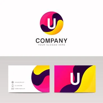 Fun round U letter logo sign. Abstract circle shape icon vector design. Stock Illustration