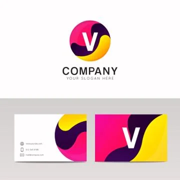 Fun round V letter logo sign. Abstract circle shape icon vector design. Stock Illustration