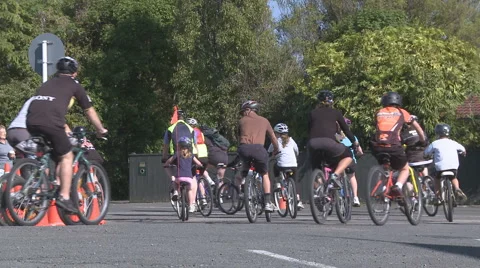 Fun run bikes viewed from rear  Stock Footage 881960