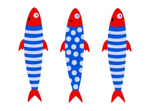 The fun sardines from Malaga. Stock Illustration
