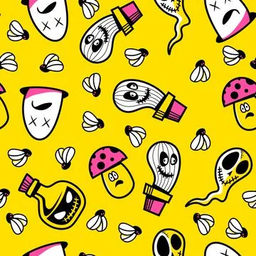 Fun scary doodle pattern doodle illustration Stock Illustration