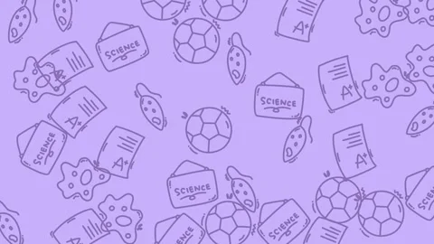 Fun School Background with Science and Sports Doodles. Stock Footage 321852121