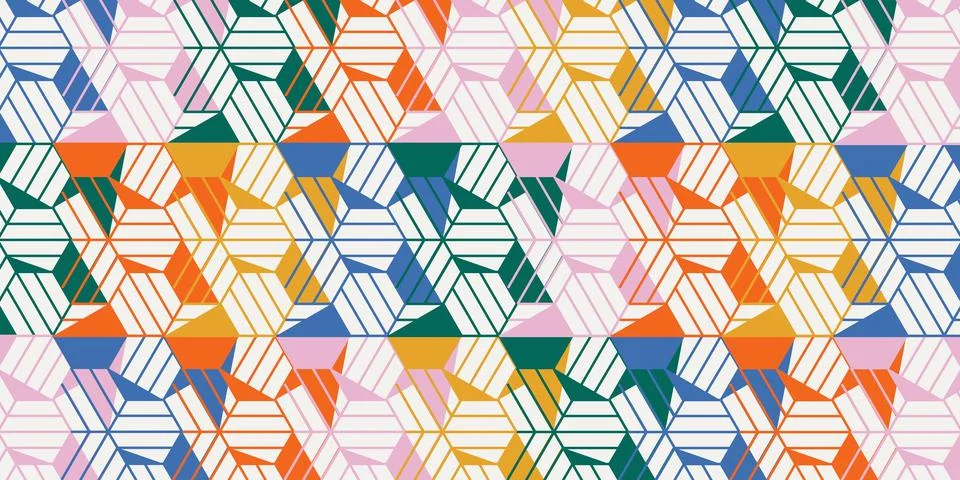 Fun seamless pattern with geometric shapes in 80s style. Colorful geometric Stock Illustration