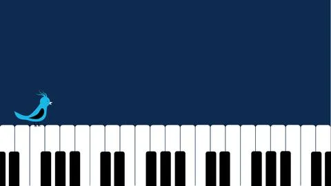 Fun simple Music concept background with piano keys and small blue bird. Ve.. Stock Illustration