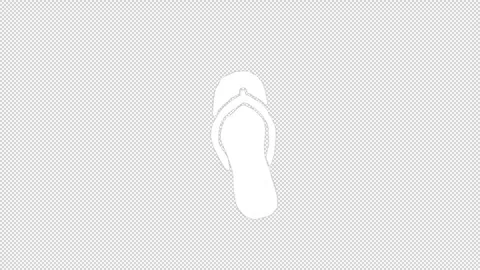Fun simple white summer flipflops line icon animation on an alpha channel Stock Footage 276329399